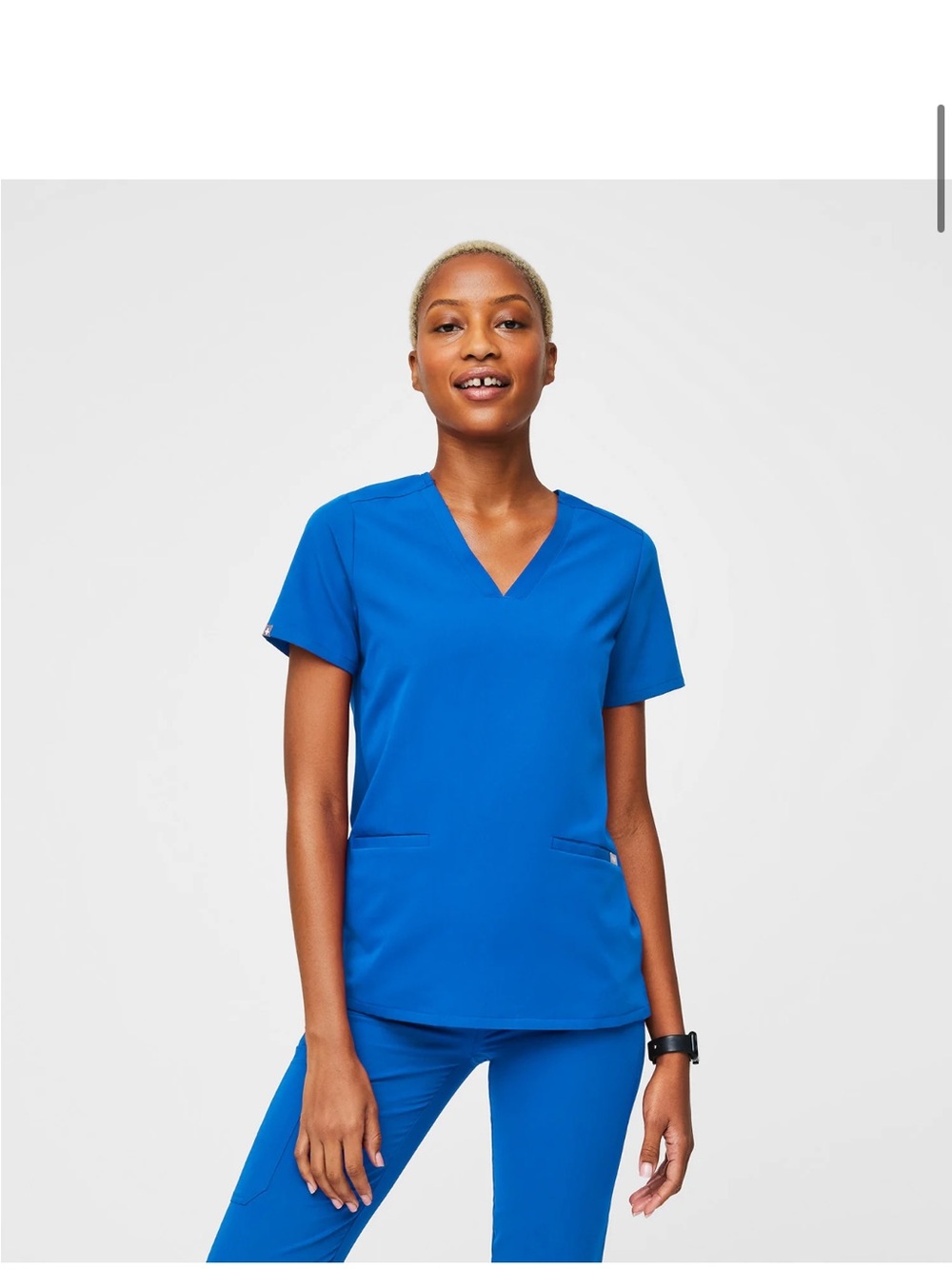 Figs Women's Royal Blue Casma Top & Livingston Bottoms Set